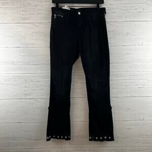 Mac Black Slim Fit Kick Fringe Hem Grommet Jeans Size 27